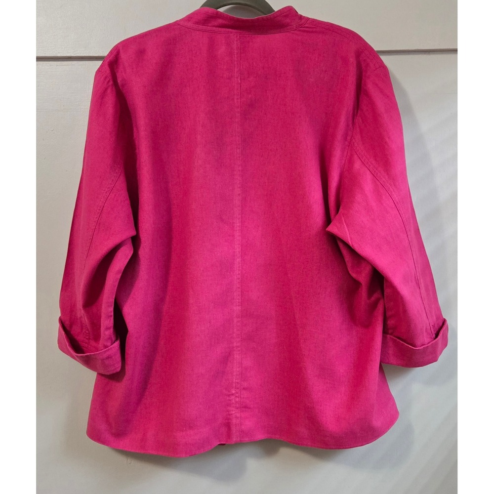 Vintage Coldwater Creek Hot Pink Linen Open Front Blazer 3/4 Sleeve Size 2X - Picture 6 of 9